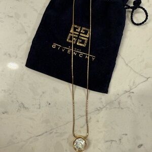 Givenchy Gold Necklace with Clear Gemstone